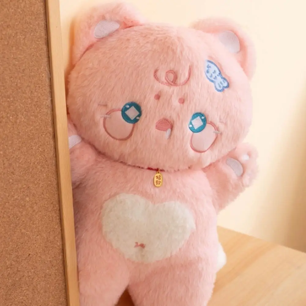富を引き寄せる可愛い猫ぬいぐるみ PPコットン 手を振る白猫ぬいぐるみ枕 38cm ソフト黒猫ぬいぐるみ 子供 女の子向け