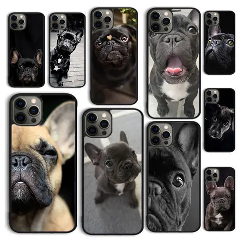 Autumu Black French Bulldog Dog Phone Case Cover for iPhone 17 Air 16 16e 15 12 11 13 14 Pro Max Apple Plus Coque