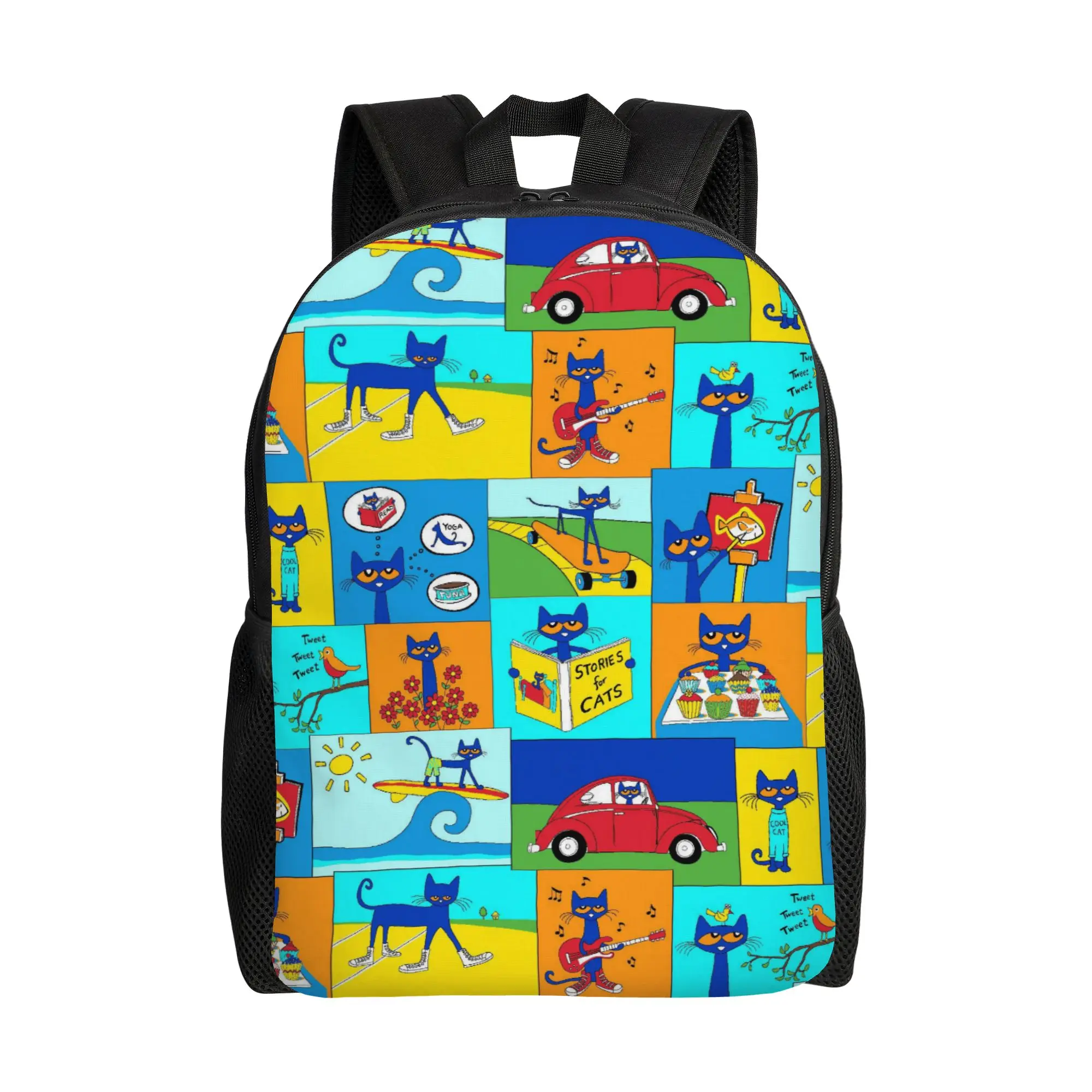 Pete the Cat  Casual Backpack Sports High School Hiking Travel Groovy Kitten Daypack for Men Women Laptop Computer Canvas Bags