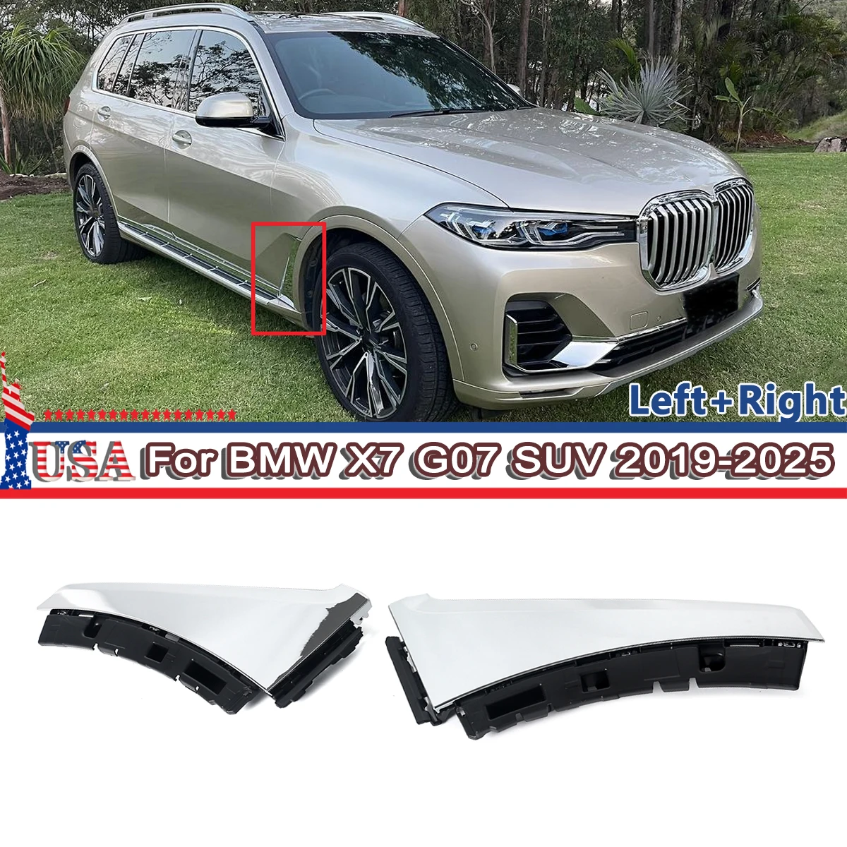 Left Right Side Fender Cover Trim For BMW X7 G07 2019 2020 2021 2022 2023 2024 2025 M60i M50i Bumper Side Duct Air Breather