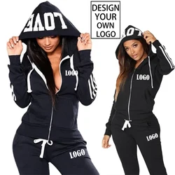 Customized Fashion Women Track Suits Sports Wear Jogging Suits Hoodies+Sweatpants Sweat Suits