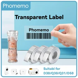 Claer Label Tape Transparent Label Sticker Waterproof Paper Adhesive Label For Phomemo Q30 D30 Portable Thermal Printer Tape