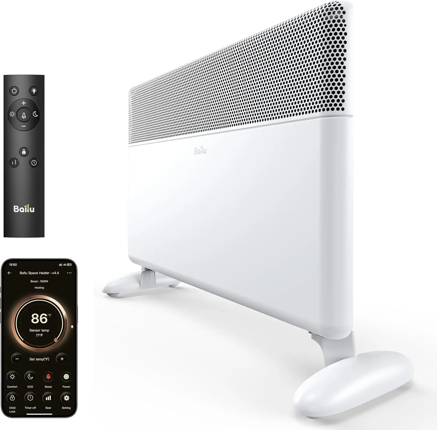 

Умный Wi-Fi обогреватель 1500 Вт с Alexa, программируемый термостат для больших помещений, бесшумный, настенный