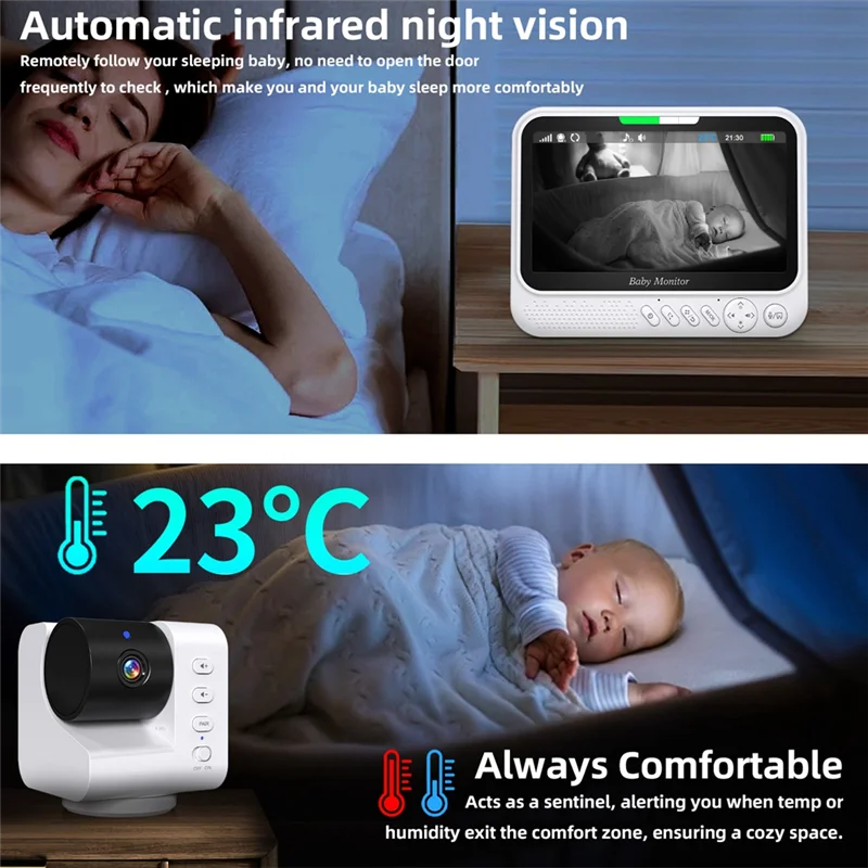

A82I-IR Night Vision 7Inch Video Baby Monitor EU PLUG Security Protection Pan Tilt Zoom Video Surveillance Temperature Sensor
