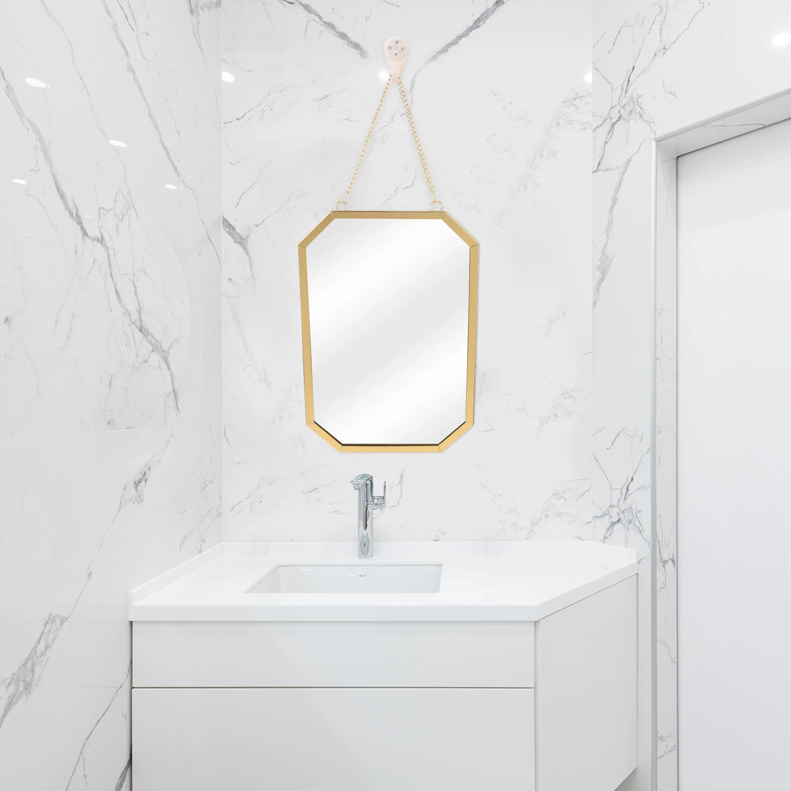 

Decorative Wall Hanging Mirror Octagonal Shape for Bathroom Bedroom Home Hotel Premium Build Quality Elegant Simple Pendant