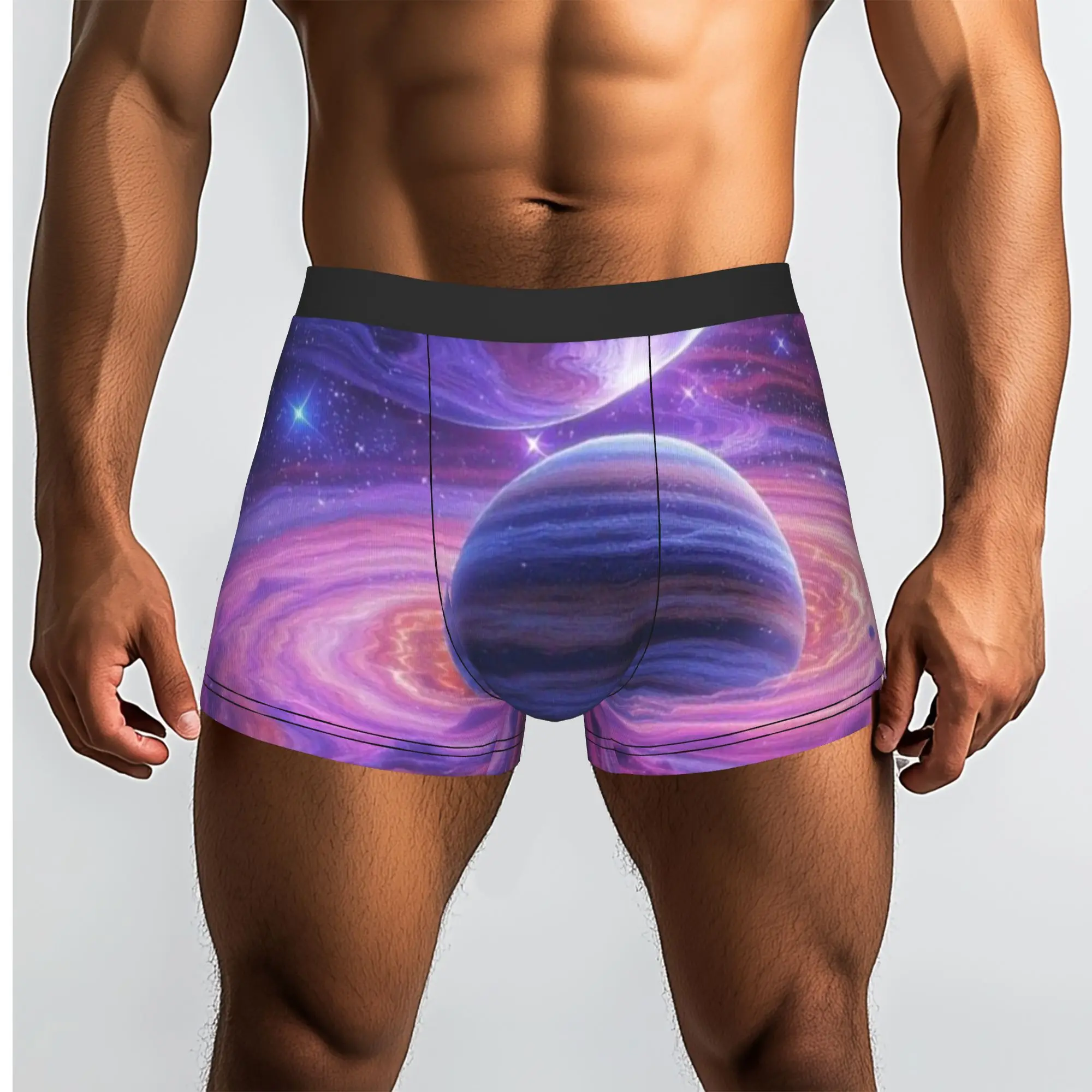 Purple Planet Cosmic Space Wallpaper  Underpants Breathbale Panties Men's Underwear Print Shorts Boxer Briefs