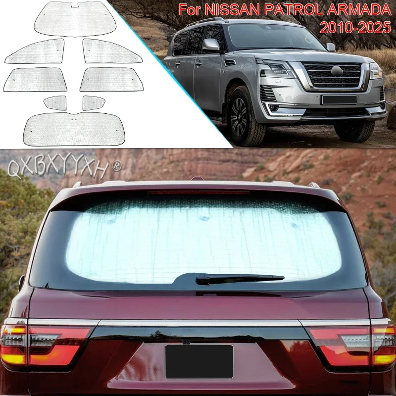 For Nissan PATROL ARMADA 2010-2025 Car Sun Shade Aluminum Foil Foldable Cover Auto UV Heat Windshield Sunshades Accessory