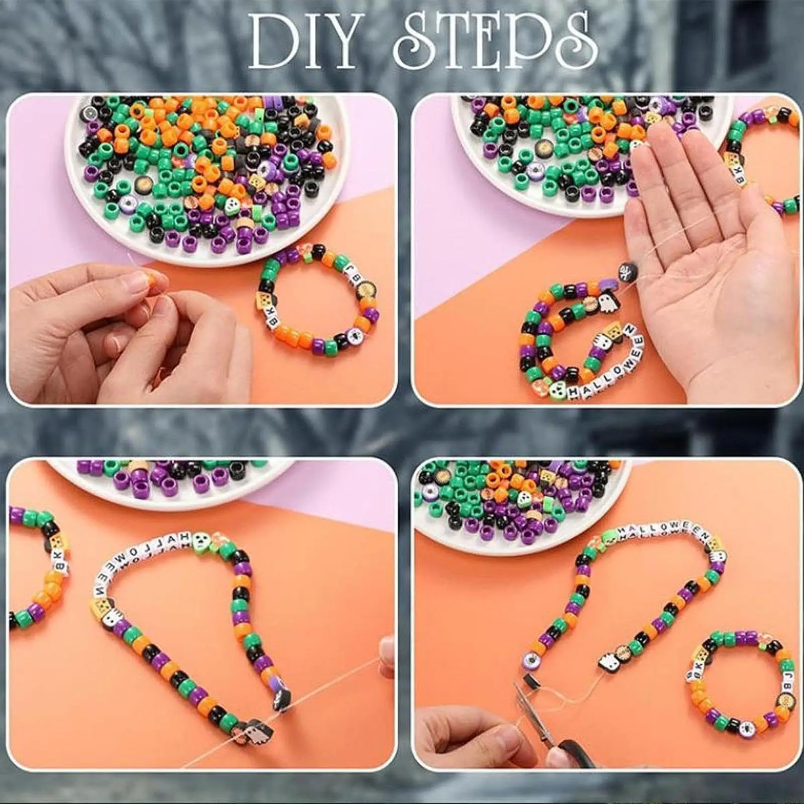 Loose Beading Handmade Supplies Halloween Resin Beads Organizer Box Spacer Beads Storage Case for Bracelet Making Tool DIY