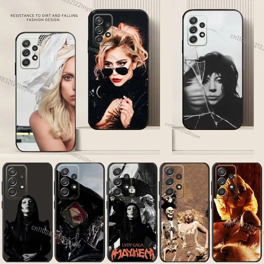 

L-Lady G-Gaga M-Mayhems Phone Case For Samsung S24,21,22,23,30,Ultra,20,Plus,Note,10,9,Black soft silicone case