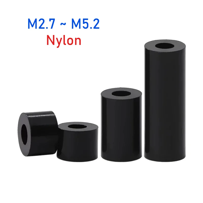 Peijian M2.7 M3.2 M4.2 M5.2 Black Nylon Plastic Insulation Non Threaded Motherboard Standoff Pc Board Spacer Cylindrical Spacer