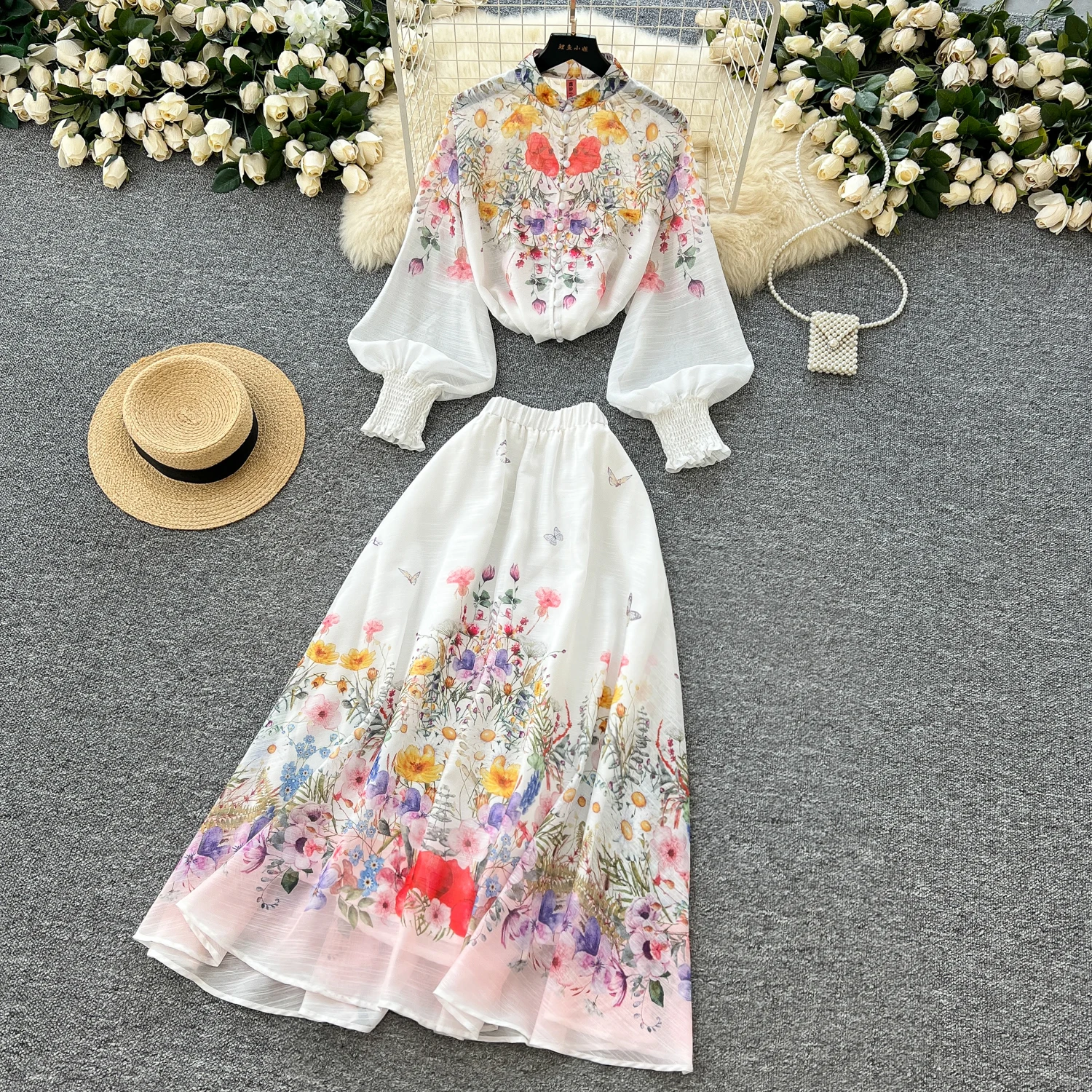 

Women print Single Breasted sweet Sexy Dress Chic Vintage French Fashion Two Piece Set Elegant Fashion Dresses Y2k