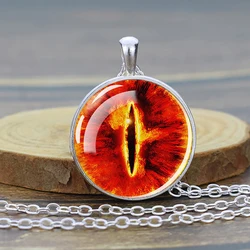 Evil Eyes Necklace Eye of Sauron Pendant Chain Glass Cabochon Necklace Charm Evil Eye Jewelry