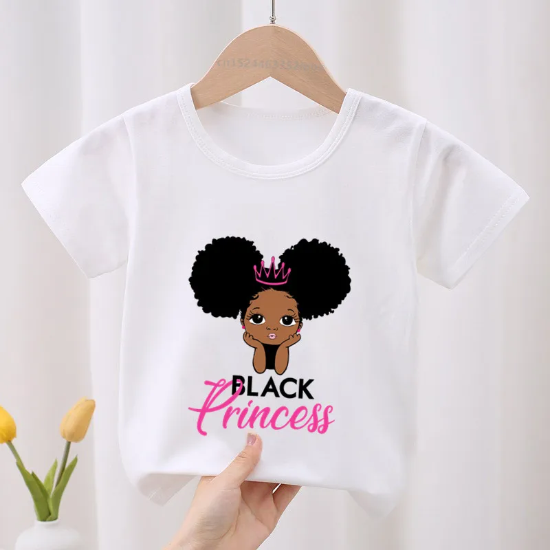 Black Girl Magic Little Melanin Princess Print Cartoon Kids T-shirt Children's Clothes Summer Baby Girls Clothing Boys T shirts