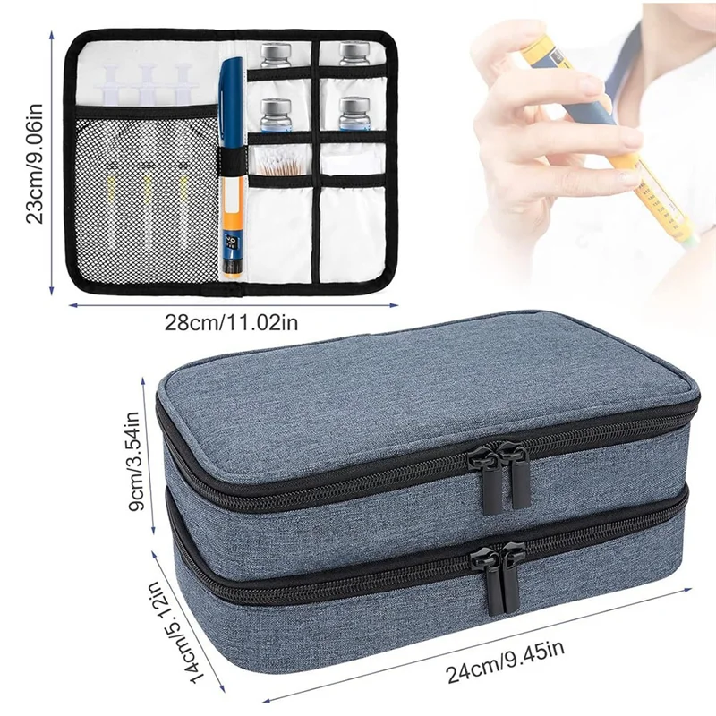 ABNO-ファミリー救急箱 緊急薬オーガナイザーバッグ 丸薬ボトル収納袋 薬オーガナイザー 空