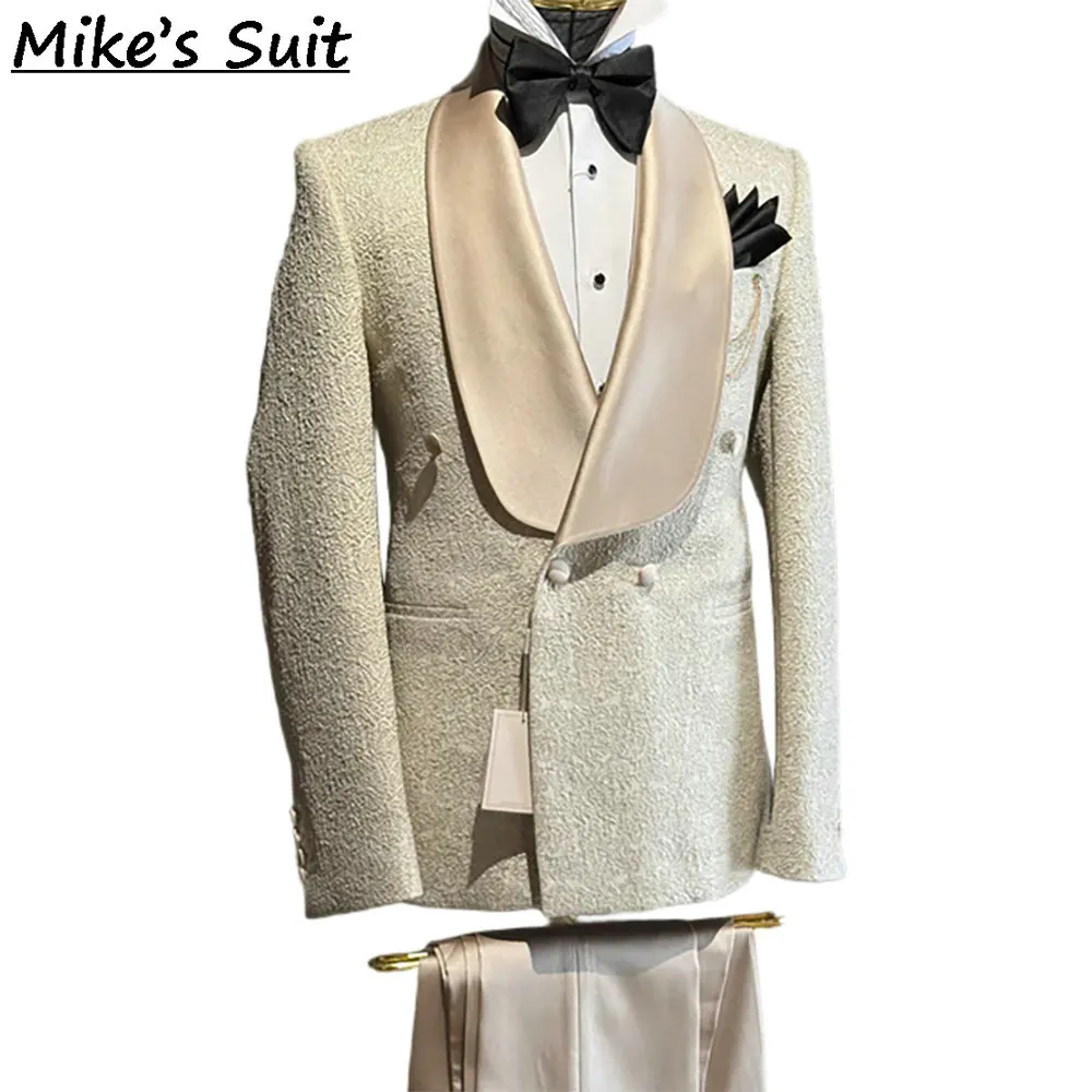 New Arrival Jacquard Designer Man Suit For Wedding Prom Blazer Customized 2 Piece Sets Groom Wedding Tuxedos