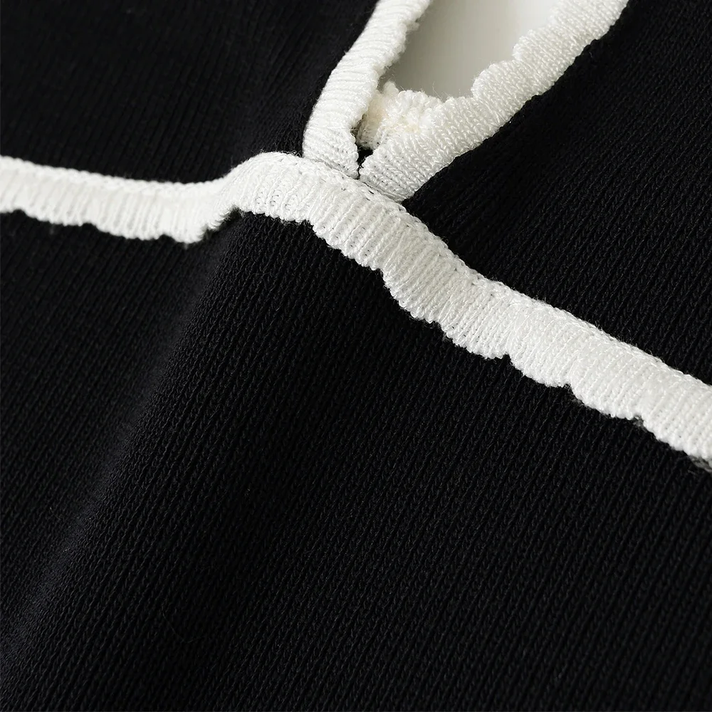 2023 frühling Sommer Neue Mode Chic Frauen Stricken Cami Midi Kleid Ärmellose Casual Stil mit Patchwork für Party 5584211