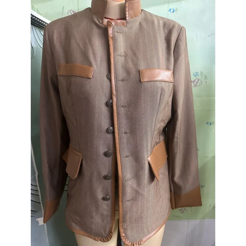 2026 Autumn Winter Retro Casual Fast Selling Women's Jacket Leisure Fashion Multi-Button Color Block New Style Slim Fit Coat