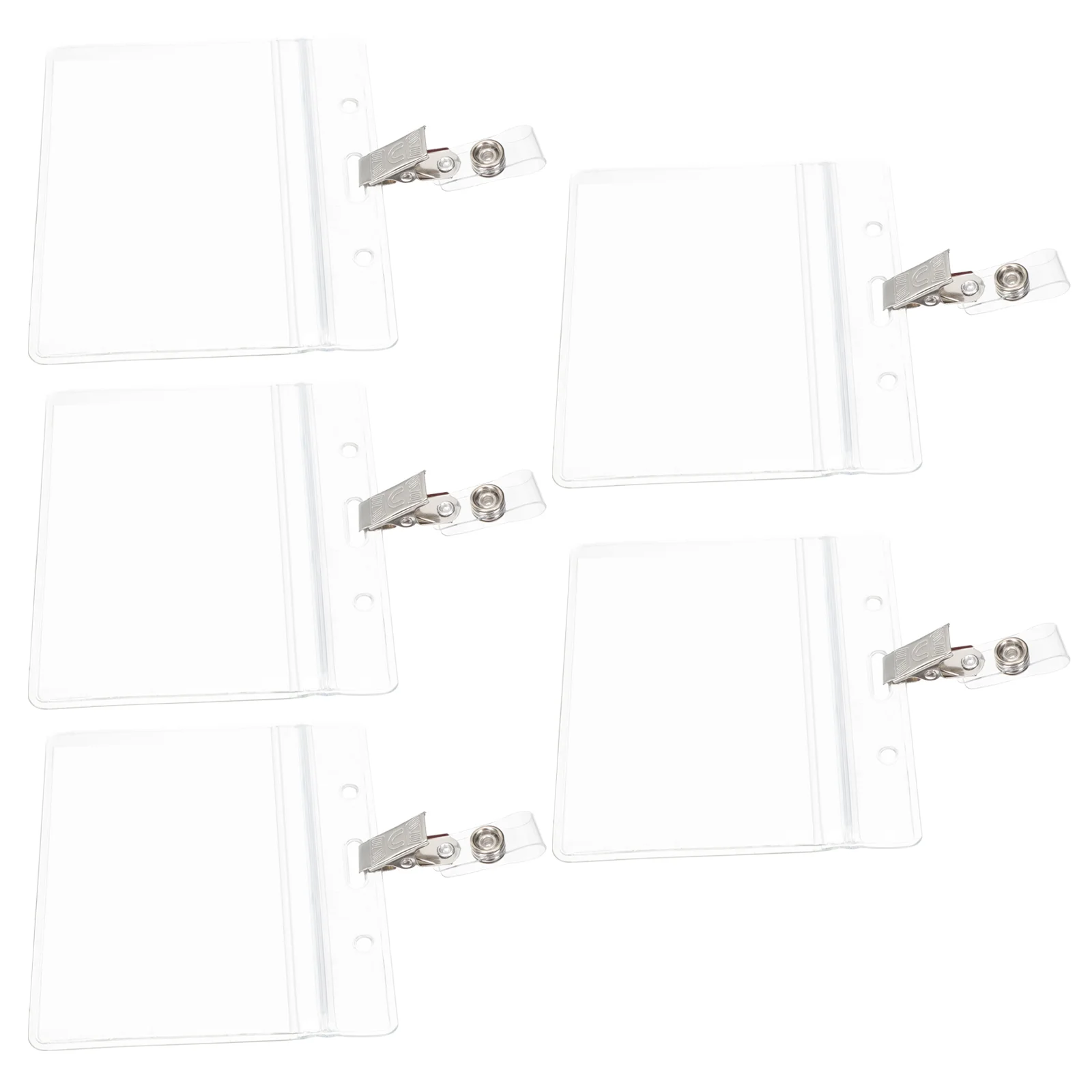 5 Sets Transparent Badge Holder Cards ID with Clip Name Work Protector Pvc Clear Student Protective Cover