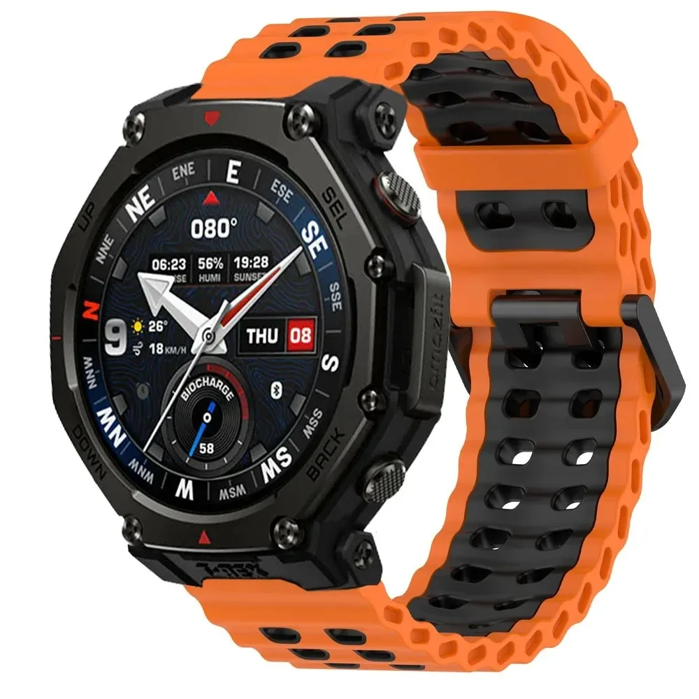 22mm Ocean Sports Silicone Strap for Amazfit T-Rex3 Pro 48mm/Balance 2-1 Soft Breathable Bracelet for Huawei Watch GT6-5-4 46mm