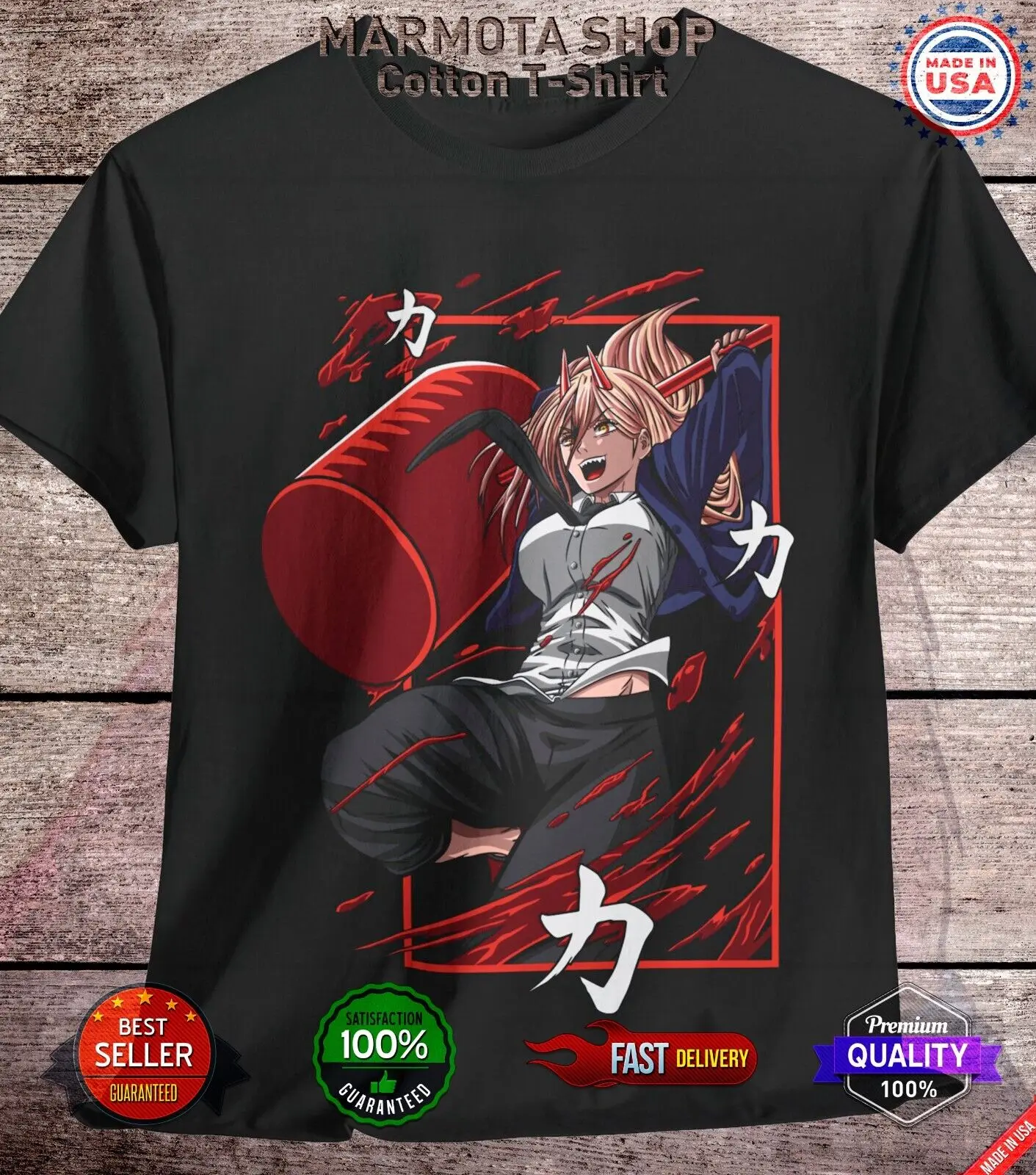 Power Chainsaw Man Shirt Waifu Ecchi Anime Tee T-Shirt Sexy Makima Kawaii Devil