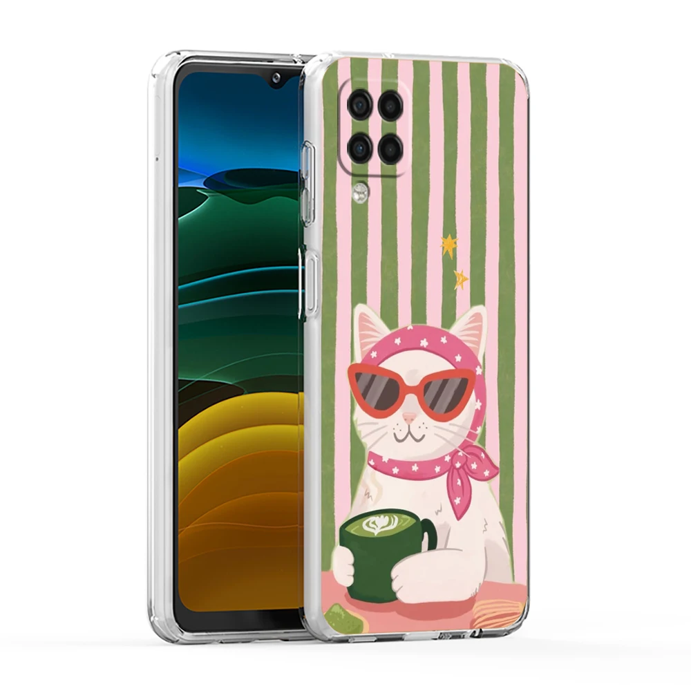 Striped Art Cat Colorful Soft Cover for Samsung Galaxy A13 A15 A17 A22 A23 A25 A31 A32 A33 A35 A41 A07 5G Transparent Phone Case