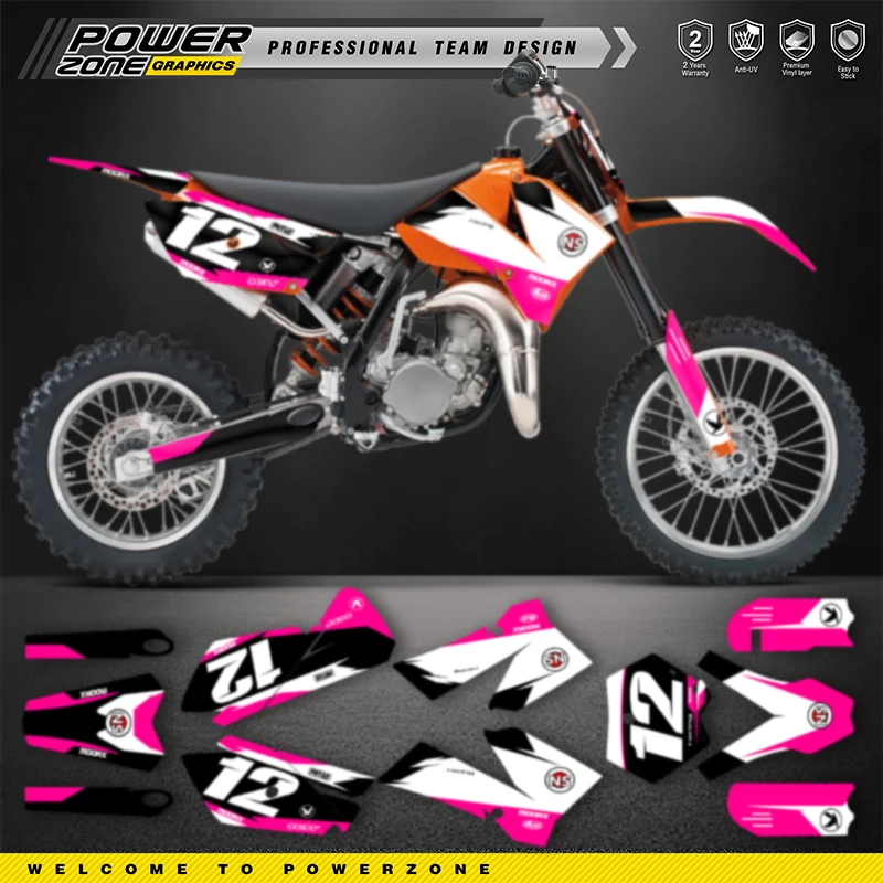 

PowerZone Custom Team Graphics Backgrounds Decals For 3M Stickers Kit For KTM SX85-105 2003-2012 85cc Number Name Costom 02