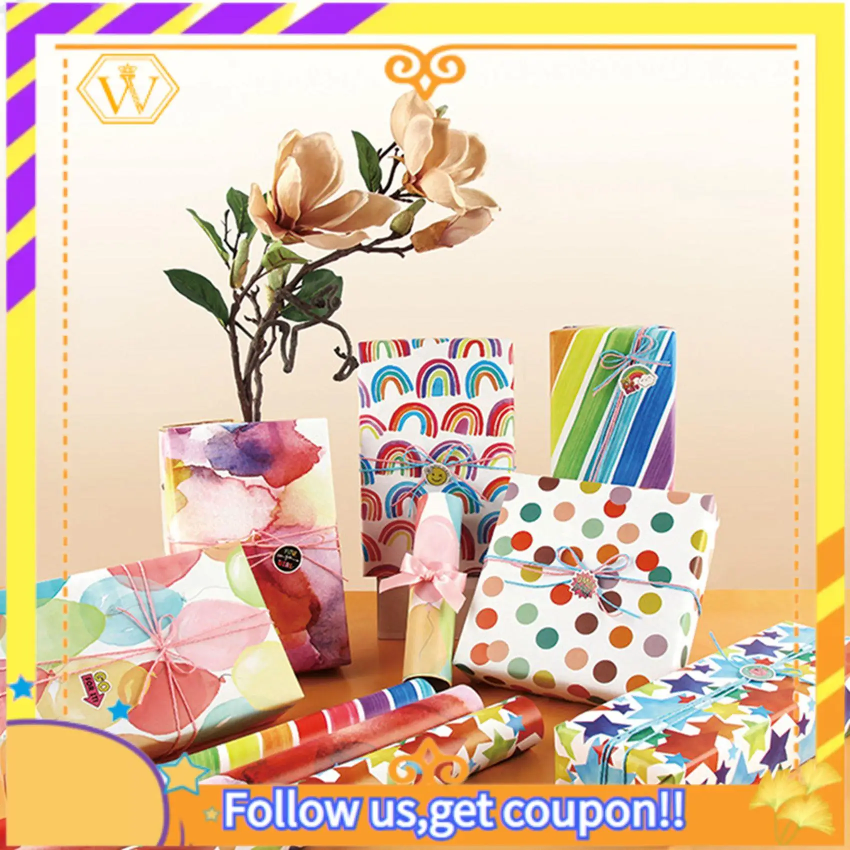 ورق تغليف عيد ميلاد قوس قزح A01K-2X، هدية للأطفال قابلة لإعادة التدوير لعيد الميلاد للنساء والفتيات والأولاد، لجميع مناسبات تزيين الهدايا