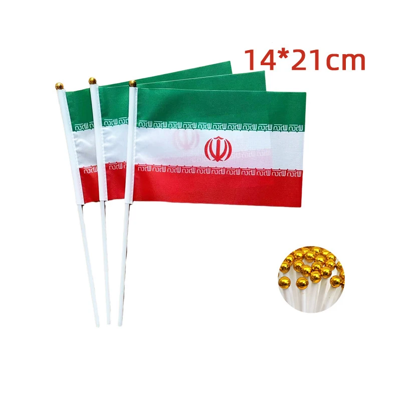 علم يد إيران 14 * 21 سم سارية علم بلاستيكية، تستخدم لتمليح الأعلام أثناء أنشطة تزيين العطلات