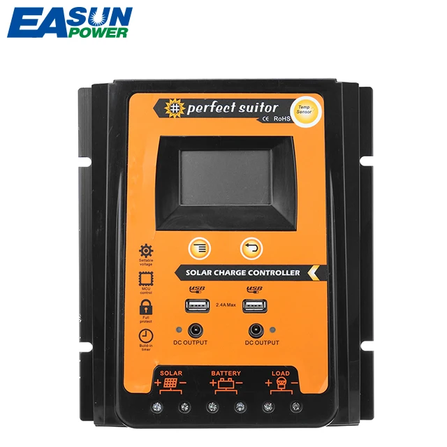 Easun Oem Groothandel Regelaar Lithium Batterijen 30a 50a 70a Mppt 12V 24V Acculader Zonne-Energie Oplaadregelaar