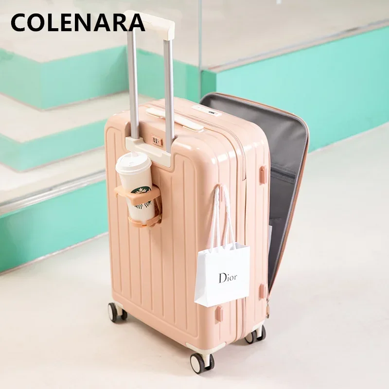 COLENARA-صندوق صعود مفتوح أمامي ، حقيبة سفر عالية الجودة ، حقيبة تروللي شحن USB مع عجلات ، أمتعة دوارة ، 20 بوصة ، 22 بوصة ، 24 بوصة ، 26 بوصة