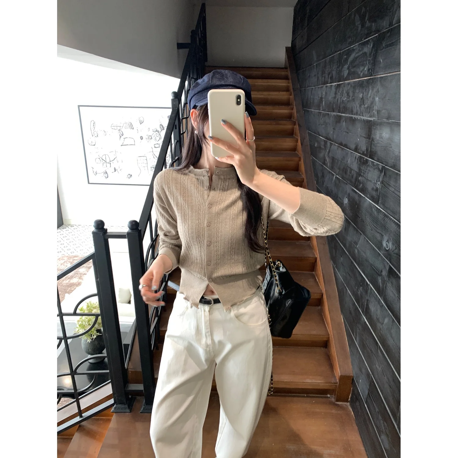 

ay Thin Women's Open Cardigan Knitted Top Waist-Cinching Outerwear Trendy Autumn Winter New Arrival Polyester Fiber
