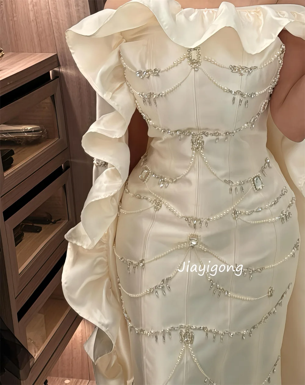 Customized Intricate Charmeuse Pleat Sequined Straight Strapless Long Bespoke Occasion Evening Dresses Sizes Available