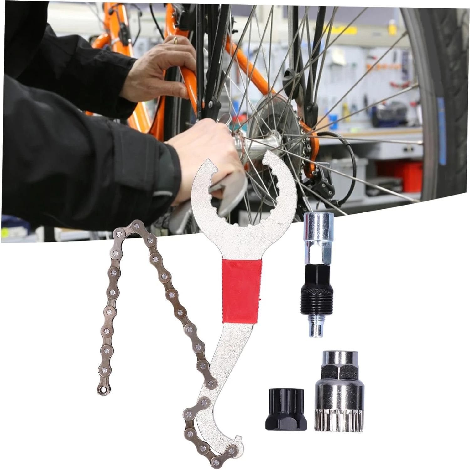 Kit di riparazione bici professionale compatto, comodo e di alta qualità con frusta a catena essenziale, strumento per la rimozione di cassette e pignone