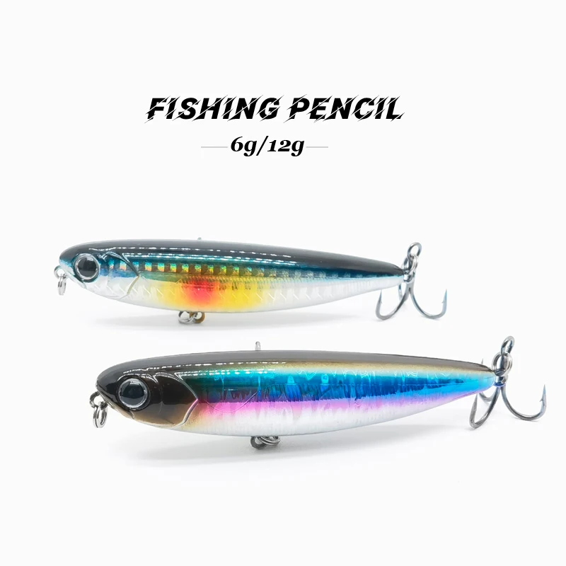 Topwater Pencil Fishing Lure 60/85mm 6/12g Surface Floating Bait Top Water Lures for Seabass Pike Feeder Tackle