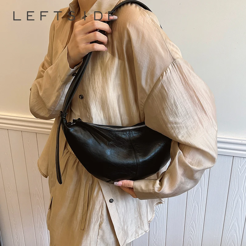 

LEFTSIDE PU Leather Small Underarm Bags for Women 2024 Y2K Korean Fashion Saddle Crossbody Shoulder Bag Handbags and Purses