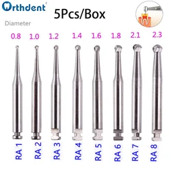 5Pcs/Box Dental Carbide Burs Tungsten Steel RA1-8 Round Ball Shape Dentist Strawberries Low Speed Handpiece Dentisty Products