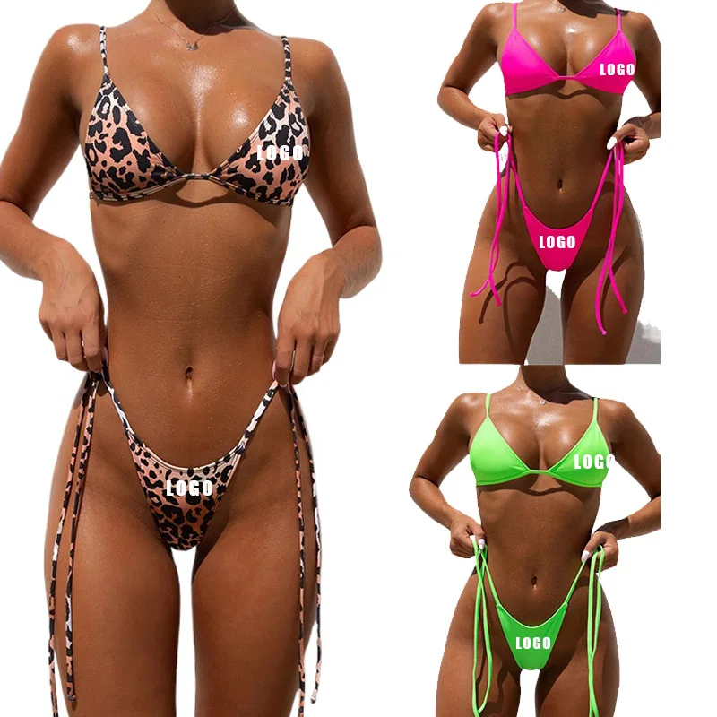 

Customized LOGO women's European and American swimsuit split strap bikini leopard print S-2XL multi-color swimsuit two-piece set