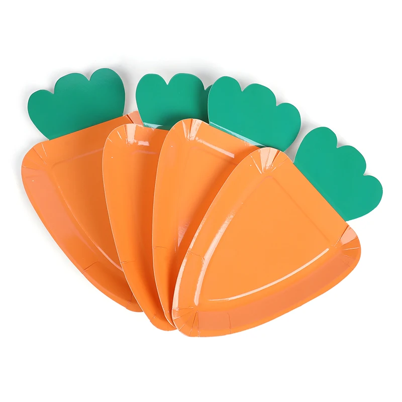

8pcs Easter Decoration Bunny Rabbit Carrot Disposable Paper Plates Happy Easter Party Favors Supplies Kids Birthday Decorations