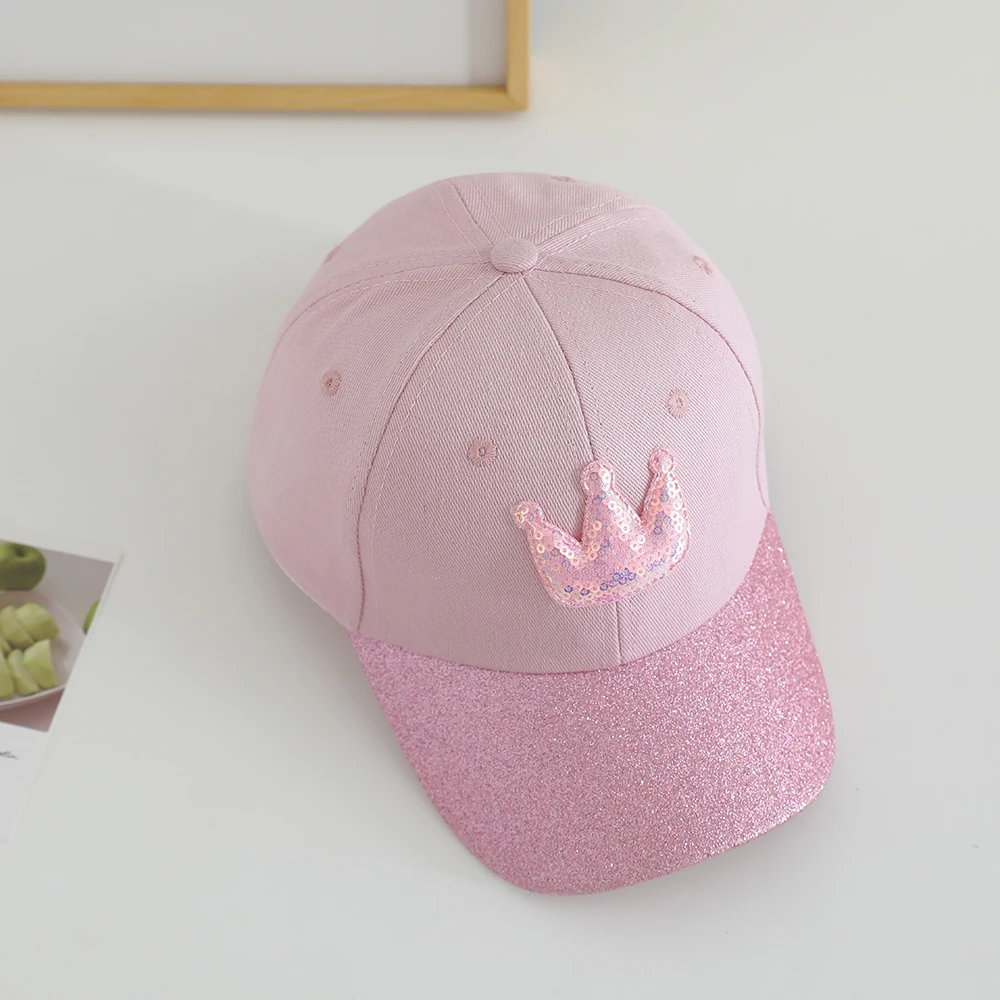 Girls Adjustable Baseball Cap Kids Cartoon Cute Crown Princess Hat Summer Outdoor UV Protection Beach Sun Cap Baby 3-8Years Old 5