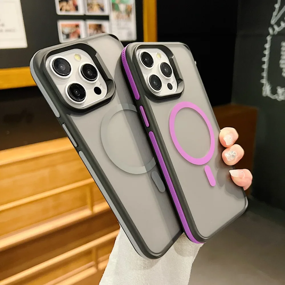 New Bicolor Matte Frosted Magnetic Phone Case For iPhone 11 12 13 14 15 16 Pro Max Plus Translucent Shockproof Bumper Hard Cover