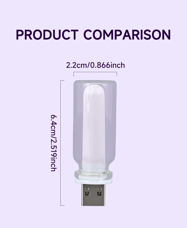 Auto-USB-Ambientelicht Schlafzimmer Camping Tragbares RGB-Regenbogen-Nachtlicht Plug-and-Play LED-Ambientelicht Dekorative Beleuchtung – Detail 14