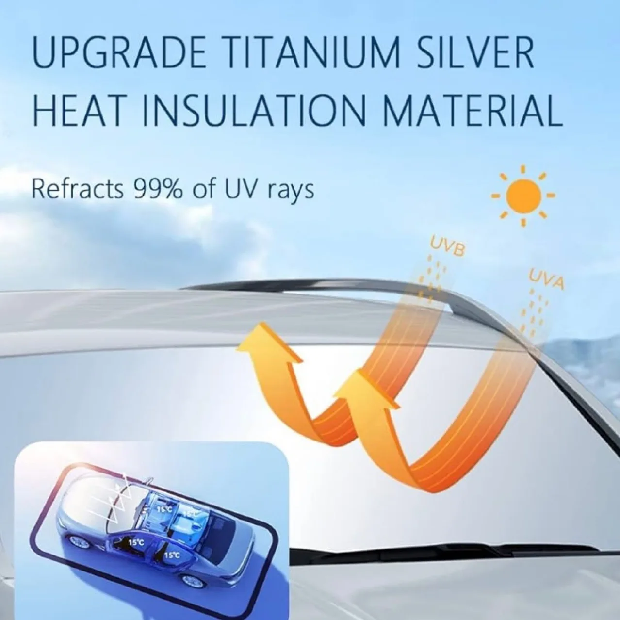 Car windshield sun shield with storage bag retractable front window shield screen sun visor protective cover curtain
