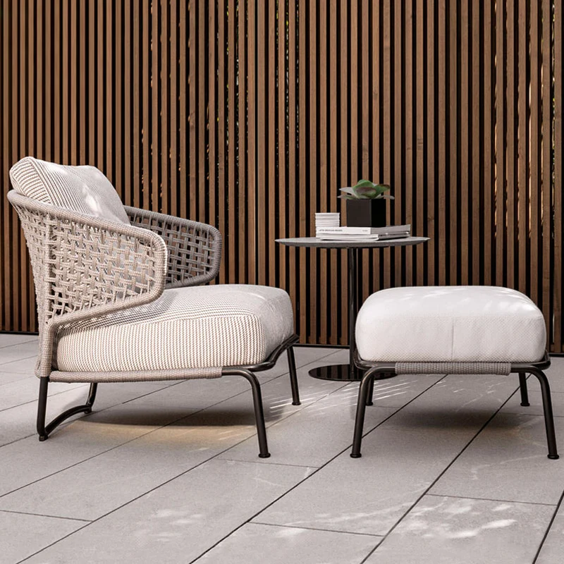 #Patio Garden Outdoor Rope Weaving Sofa Hotel Villa Patio All-weather Waterproof Leisure Set Resorts Balcony Aluminum Alloy Sofa
