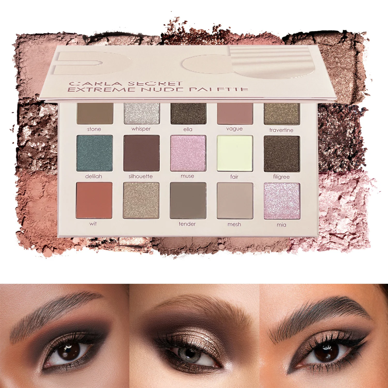 15 color earthy eye shadow palette with pearl and smoky finish, perfect for everyday use. I need a shadow palette