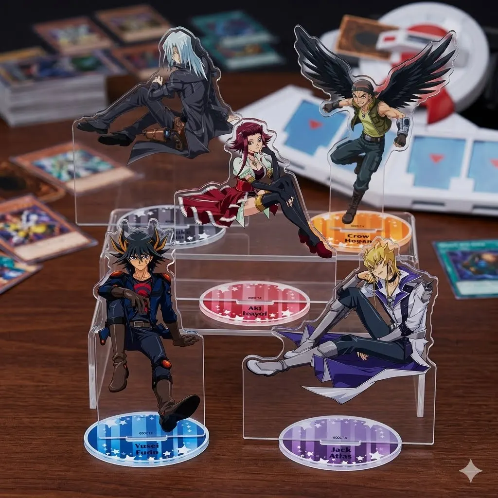 Yu-Gi-Oh 5Ds Yusei Fudo Jack Atlas Aki Izayoi Crow Hogan Kalin Kessler 15cm Acrylic Stand Figurine Cosplay Keychain Fans Gifts