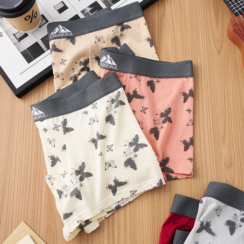 3-pack men's underwear men's boxers youth sports shorts breathable cotton fashionable boxers personality men's underpants briefs