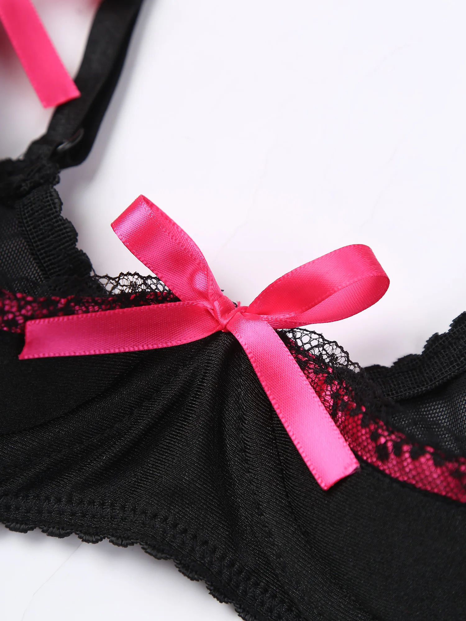 Dames Sexy Push-Up Bh Balconette 1/3 Gewatteerde Strik Cup Kanten Rand Beugel Bh Lingerie Verleidelijke Nachtkleding