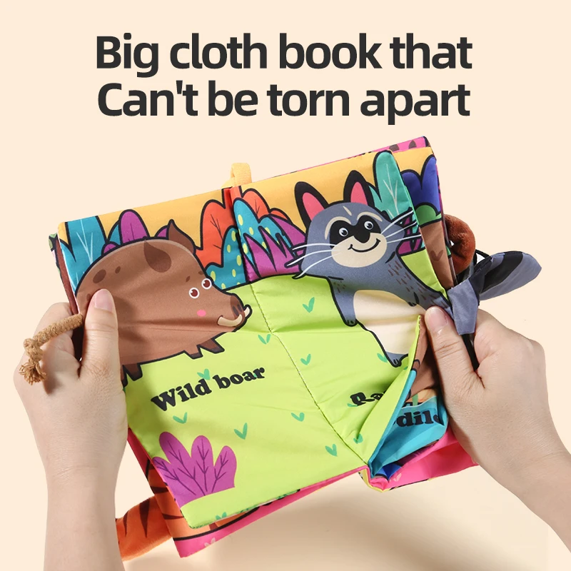 Childrens Cloth Book Six Pages Soft Washable Tearable Toys Cute Animal Tail Cloth Book Educational Toys Birthday Gift