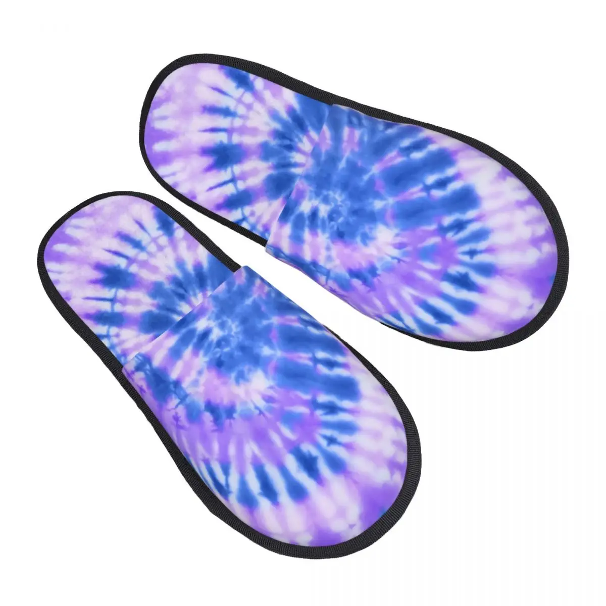 Custom Tie Dye Pattern Blue Purple Memory Foam Slippers Women Comfy Warm Traditional Dyeing Art House Slippers