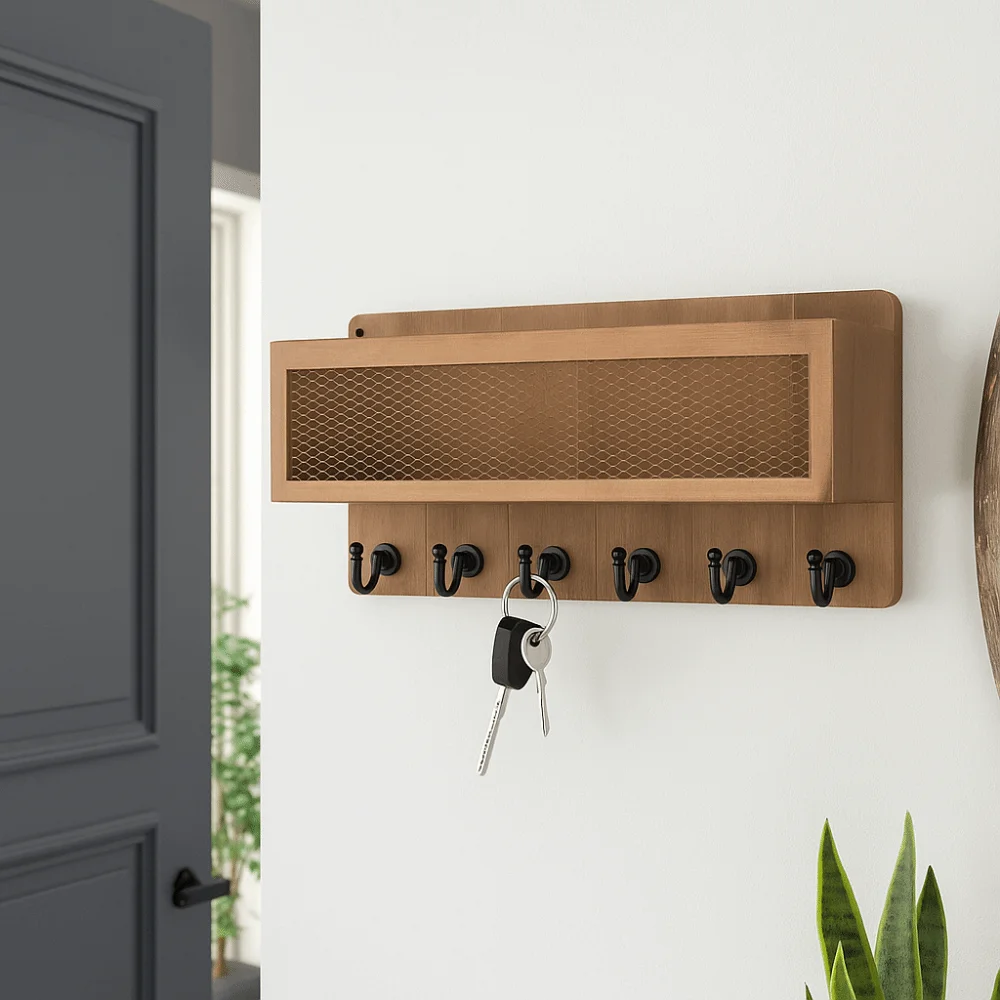 

Practical Vintage Solid Wood Storage Rack Wooden Wall Mounted Storage Shelf Breathable Portable Wall Rack Office